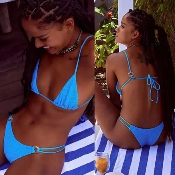 NEW Aila Blue Free People Nile bikini bottom lagoon blue,‎ size L - Picture 1 of 9